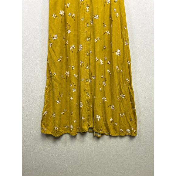 Universal Thread Yellow Floral Button Midi Dress Large - Picture 2 of 8